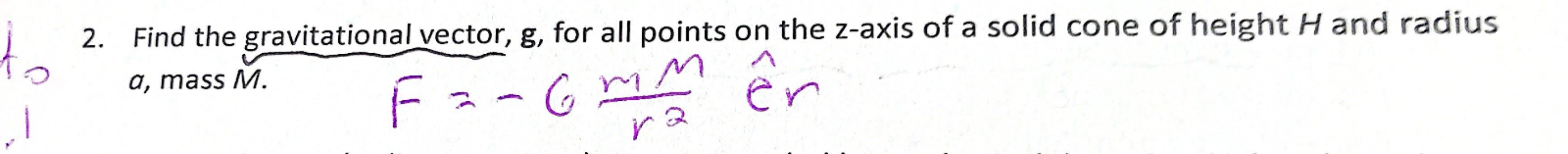 2. Find the gravitational vector, g, for all points | Chegg.com