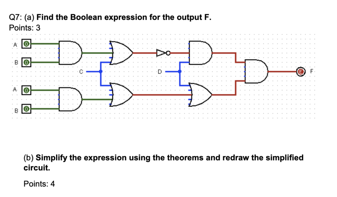 Solved Q7: (a) Find the Boolean expression for the output F. | Chegg.com
