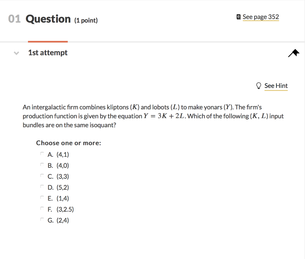 Solved 01 Question (1 point) e See page 352 1st attempt See | Chegg.com