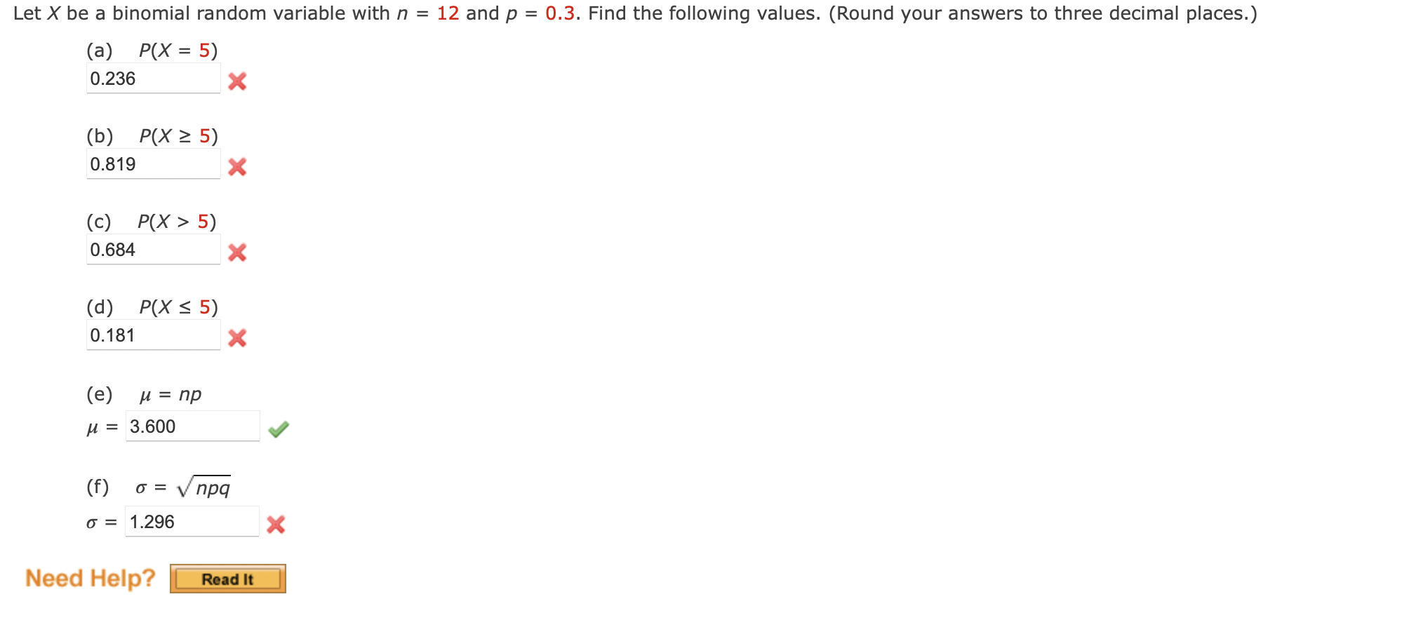 Solved Let X be a binomial random variable with n=12 and | Chegg.com