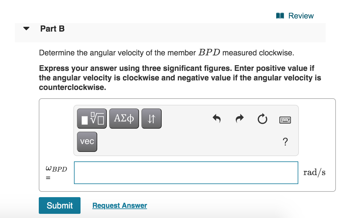 Solved | Review Member AB is rotating at WAB = 3.6 rad/s. | Chegg.com