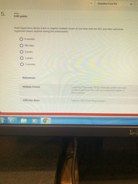 Solved Question 5 (of 10) value 040 points Shelf