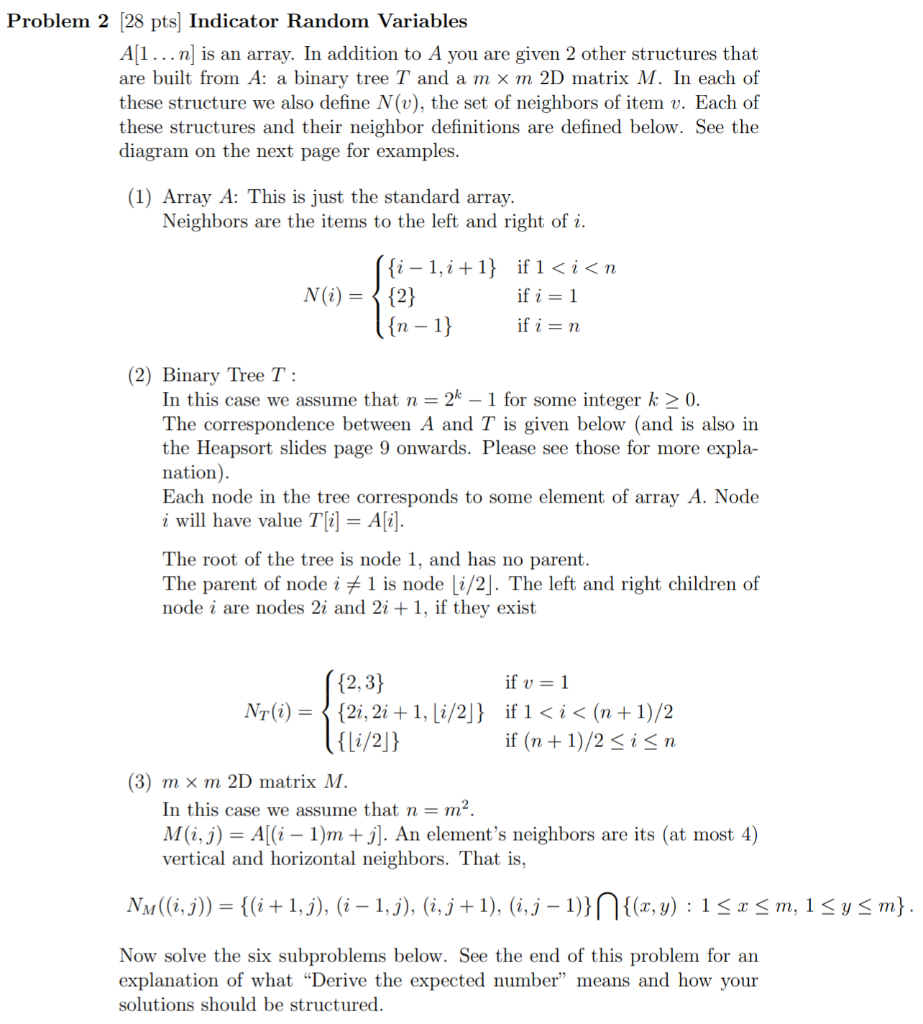 Solved Problem 2 (28 pts) Indicator Random Variables | Chegg.com