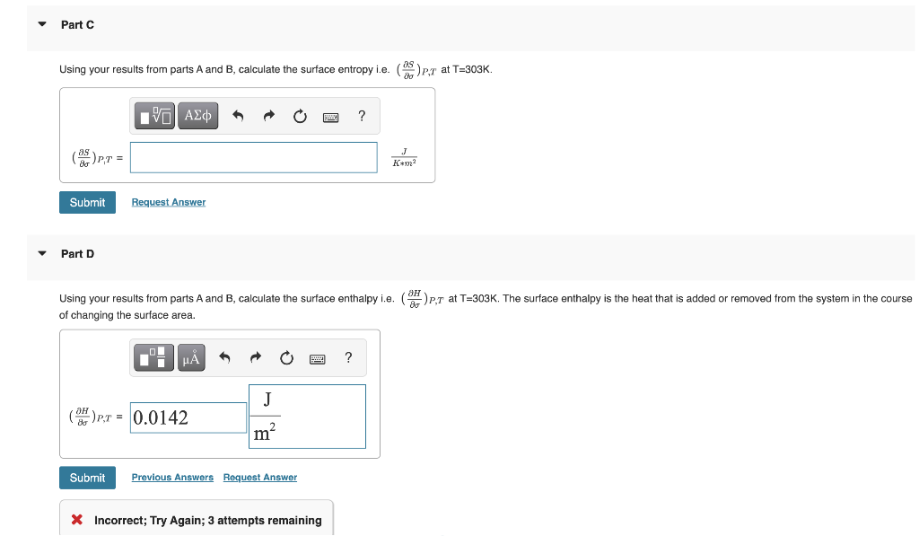 Solved The temperature dependence of the surface tension of | Chegg.com