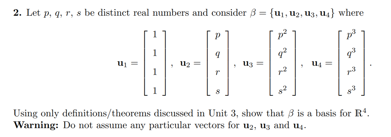 Solved 2 Let P Q R S Be Distinct Real Numbers And Con Chegg Com