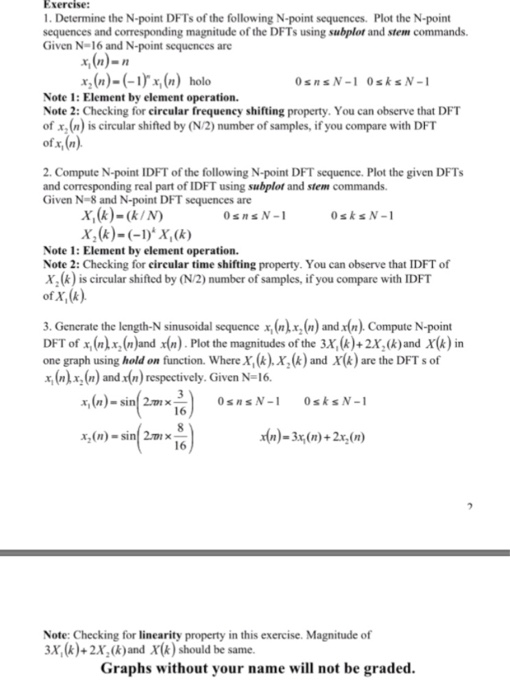 Solved Determine the N-point DFTs of the following N-point | Chegg.com