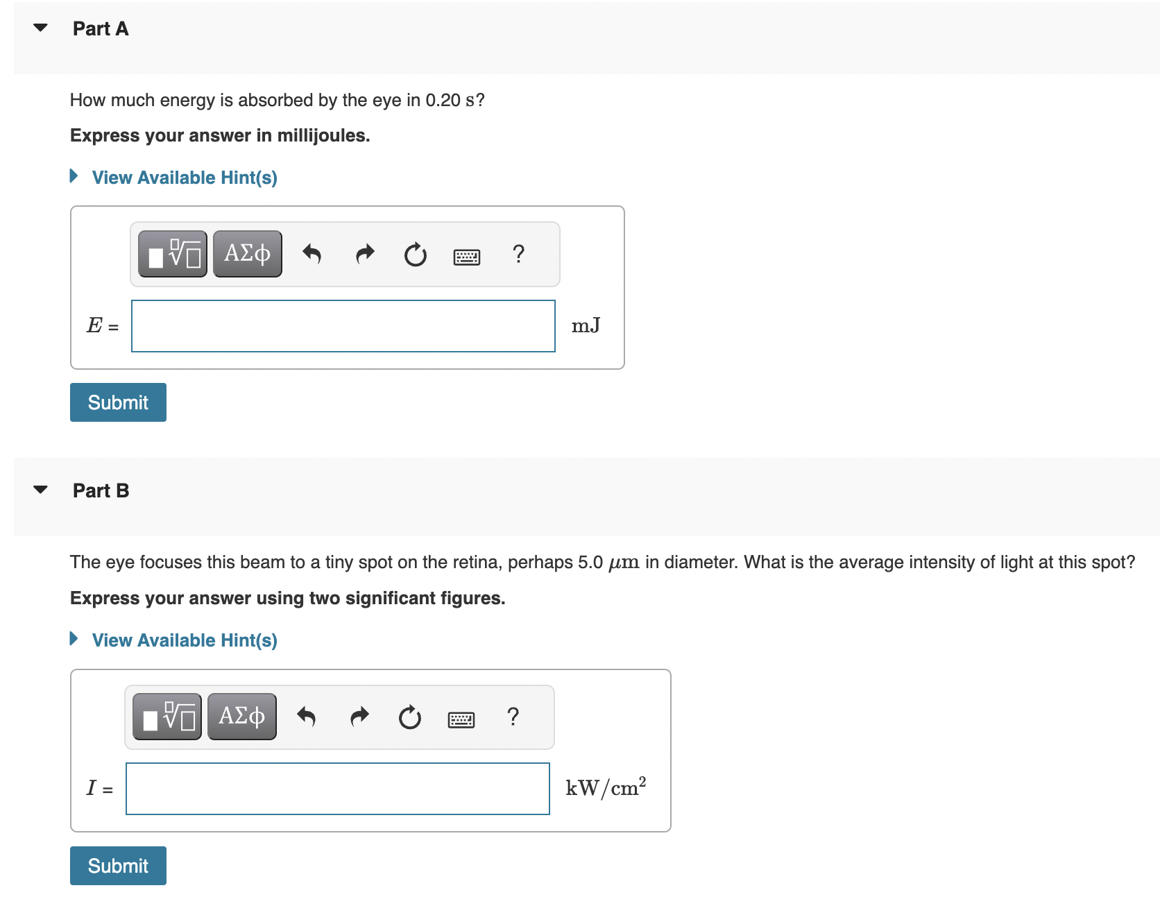 Solved Laser Safety A 0.75 mW laser emits a narrow beam of