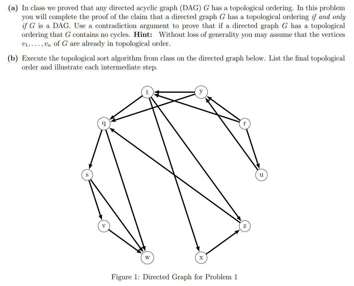 Solved (a) In Class We Proved That Any Directed Acyclic | Chegg.com