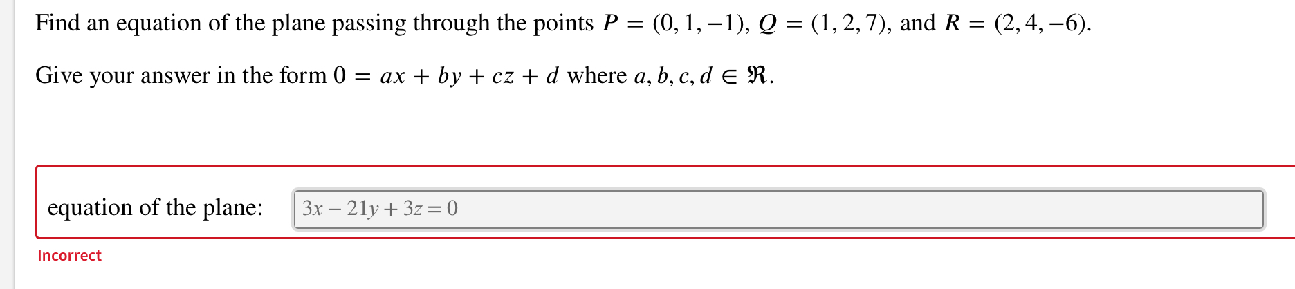 Solved Find an equation of the plane passing through the | Chegg.com