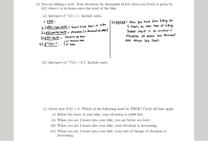 Benjamin Hiking Math Question Solved (4) You are hiking a trail. Your elevation (in | Chegg.com