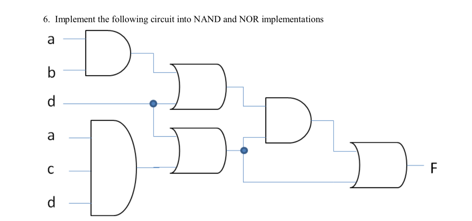 Solved 6. Implement the following circuit into NAND and NOR | Chegg.com