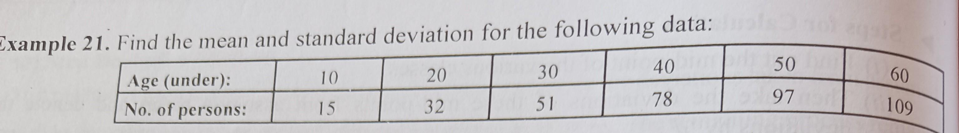 Solved Example 21. Find the mean and standard deviation for | Chegg.com