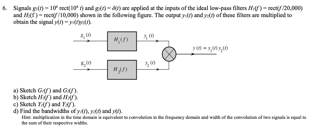 Solved HW 3-2 Signals g1(t)=103Π(103t) and g2(t)=δ(t) are