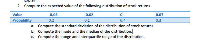 Solved EXpiaiI 2. Compute the expected value of the | Chegg.com