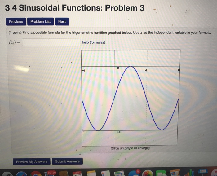 Solved 3 4 Sinusoidal Functions: Problem 3. Previous Problem | Chegg.com
