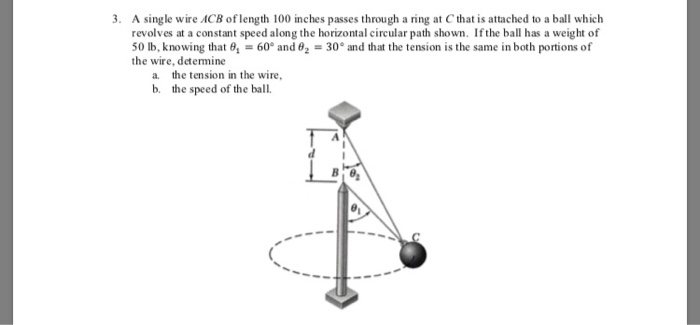 Solved 3. A single wire ACB of length 100 inches passes | Chegg.com