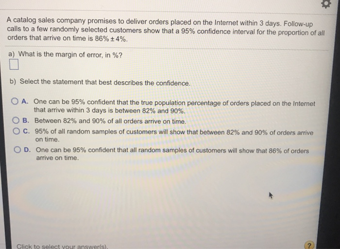 Solved A catalog sales company promises to deliver orders