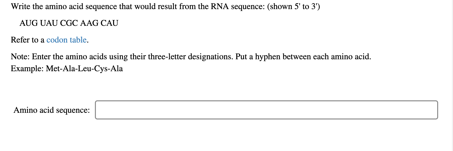 Solved Write the amino acid sequence that would result from