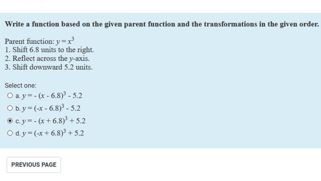 Solved Write a function based on the given parent function | Chegg.com