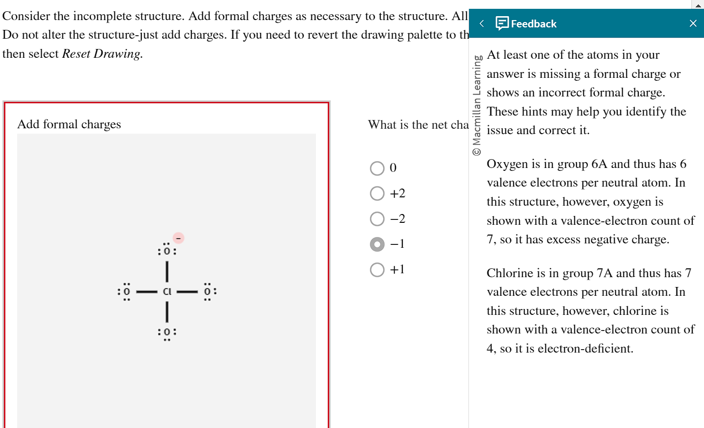 Consider the incomplete structure. Add formal charges | Chegg.com