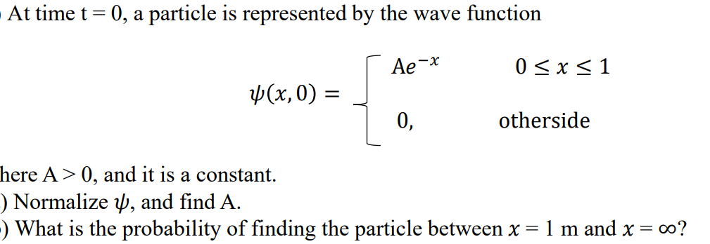 Solved At time t= 0, a particle is represented by the wave | Chegg.com
