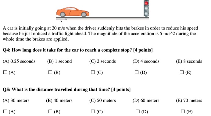 Solved A Car Is Initially Going At 20 M/s When The Driver | Chegg.com