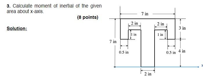 Solved 3. Calculate moment of inertial of the given area | Chegg.com