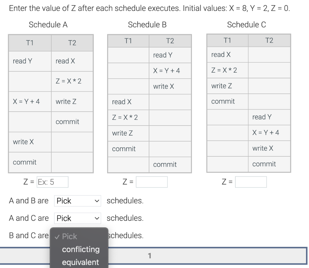 enter-the-value-of-z-after-each-schedule-executes-chegg