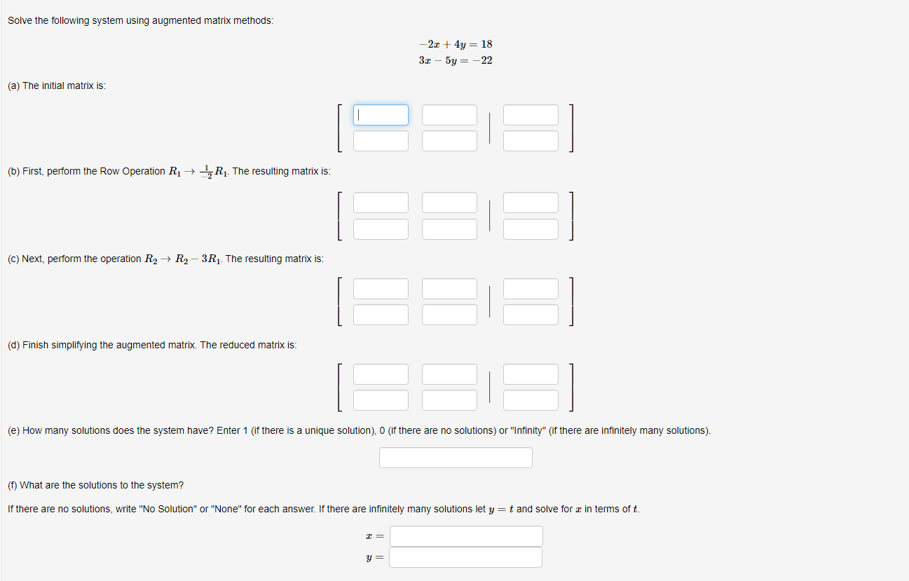 Solved Solve The Following System Using Augmented Matrix | Chegg.com