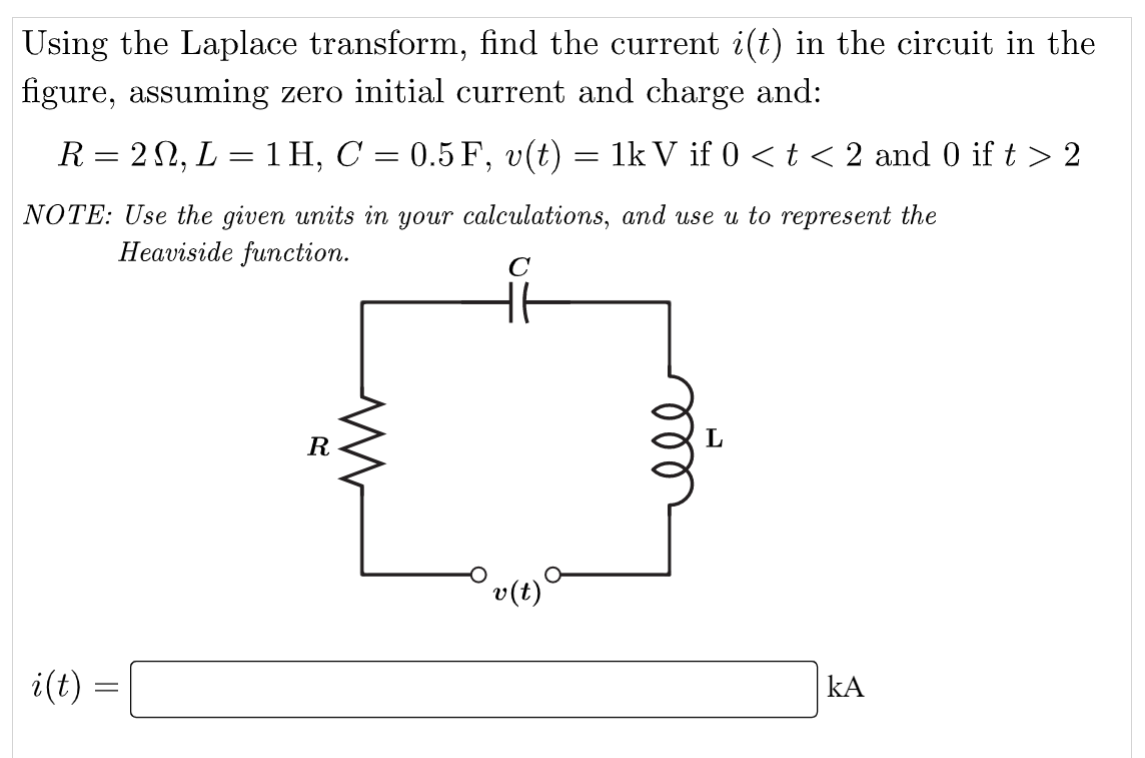 Solved Using The Laplace Transform, Find The Current I(t) In | Chegg.com