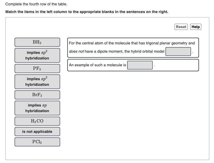 Solved Complete the fourth row of the table. Match the items