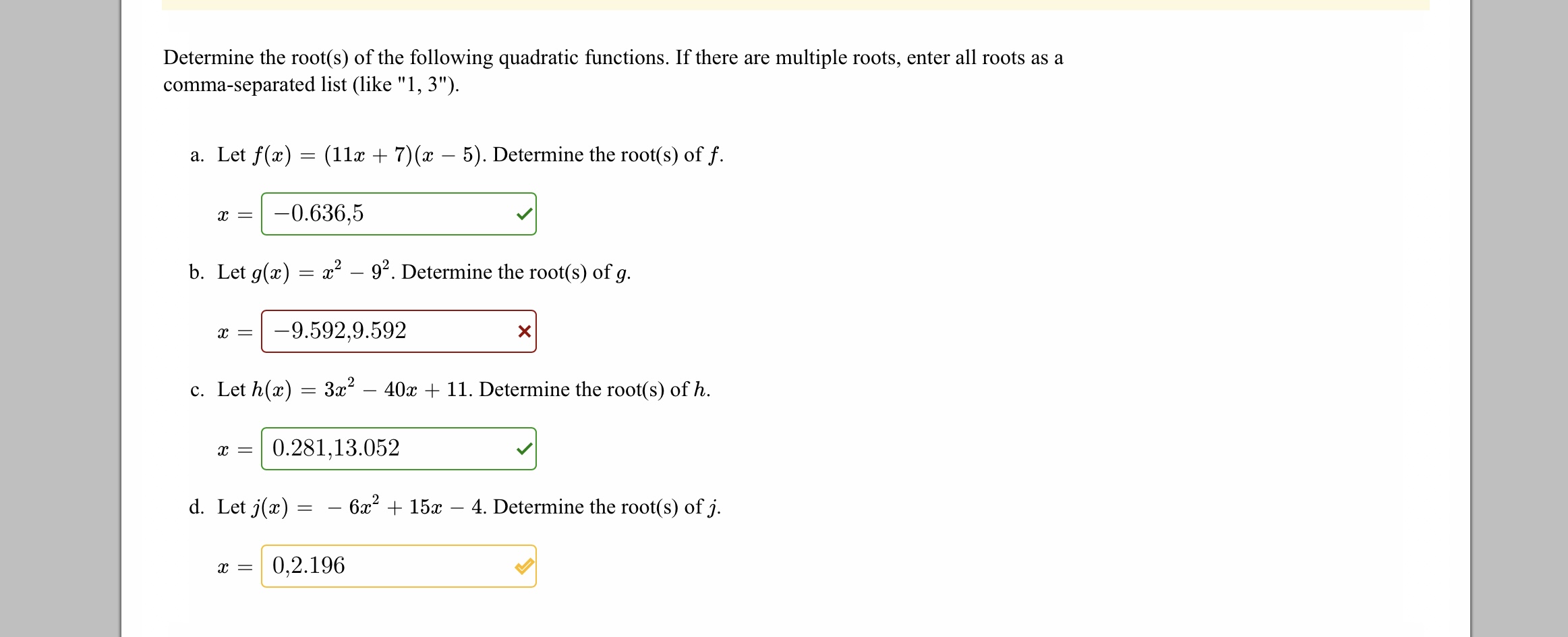 Solved Determine the root(s) of the following quadratic | Chegg.com