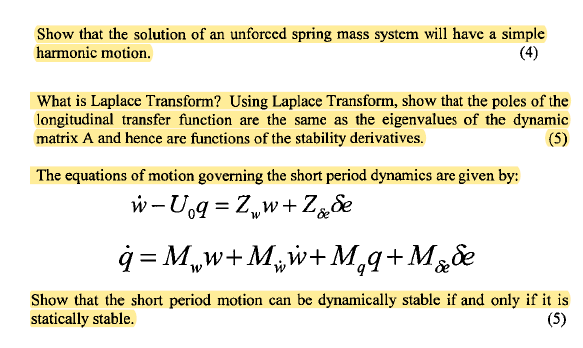 Show that the solution of an unforced spring mass | Chegg.com