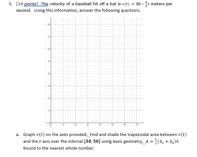 Solved meters per 5. (14 points) The velocity of a baseball | Chegg.com