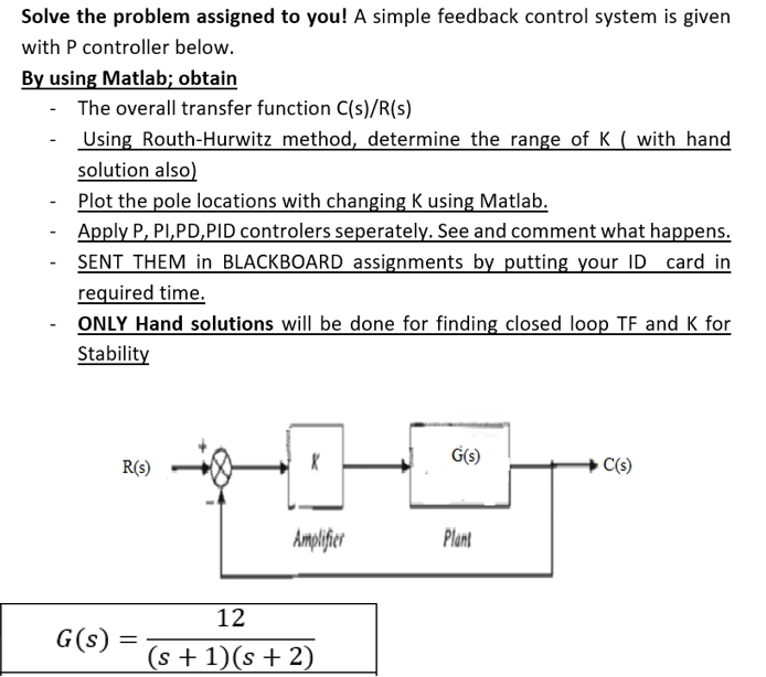 Solved Solve the problem assigned to you! A simple feedback | Chegg.com