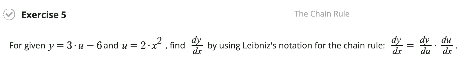 Solved Exercise 5 The Chain Rule For Given Y=3⋅u−6 And | Chegg.com