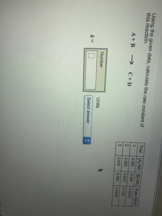 Solved Using the given data, calculate the rate constant of | Chegg.com