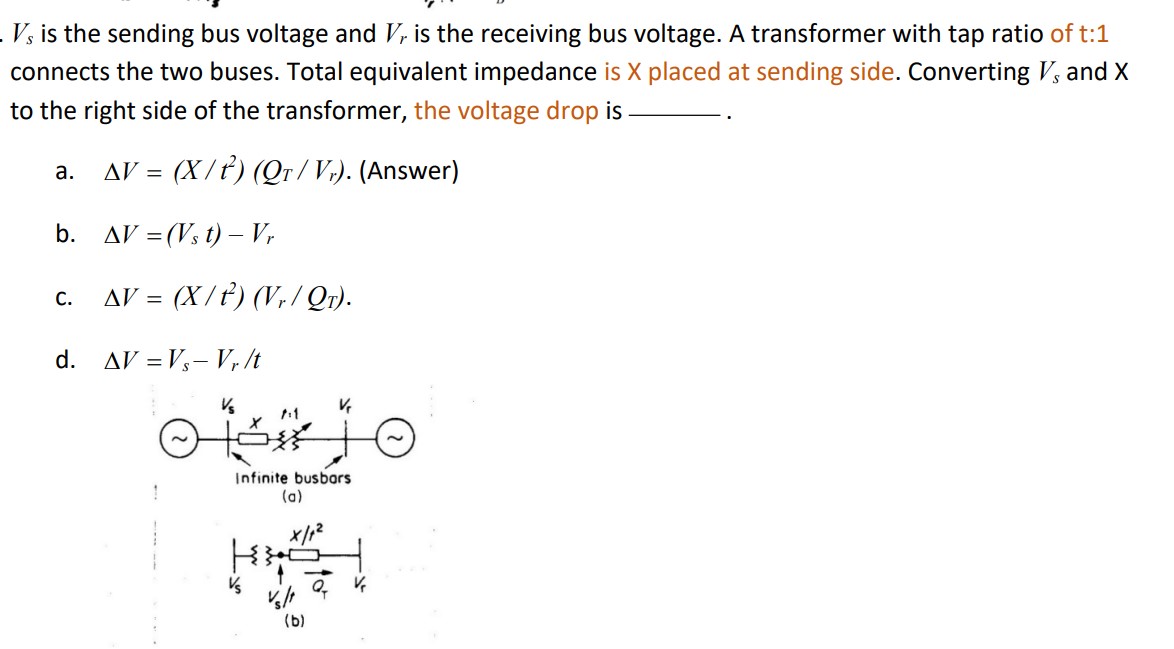 Vs is ﻿the sending bus voltage and Vr is ﻿the