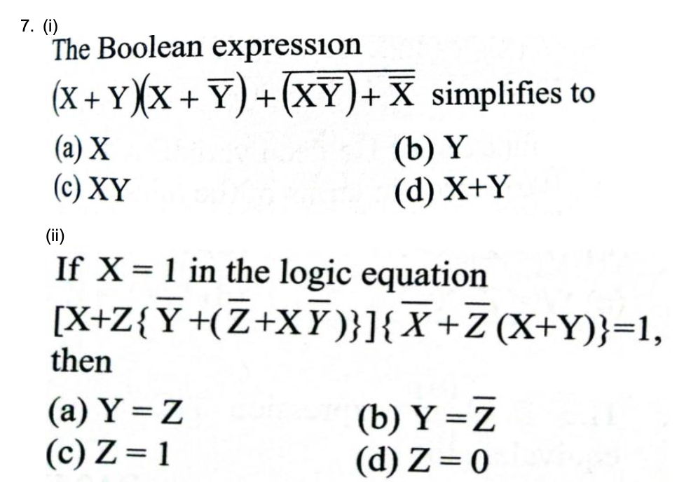 Solved 7 I The Boolean Expression X Yx Y X7 X S Chegg Com