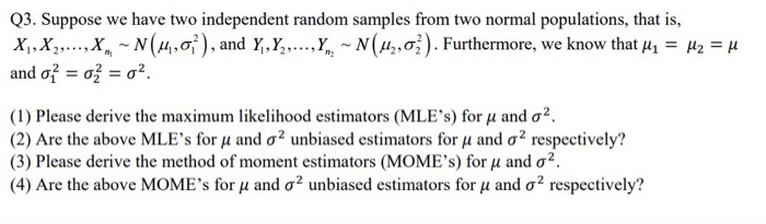 Solved Q3. Suppose we have two independent random samples | Chegg.com