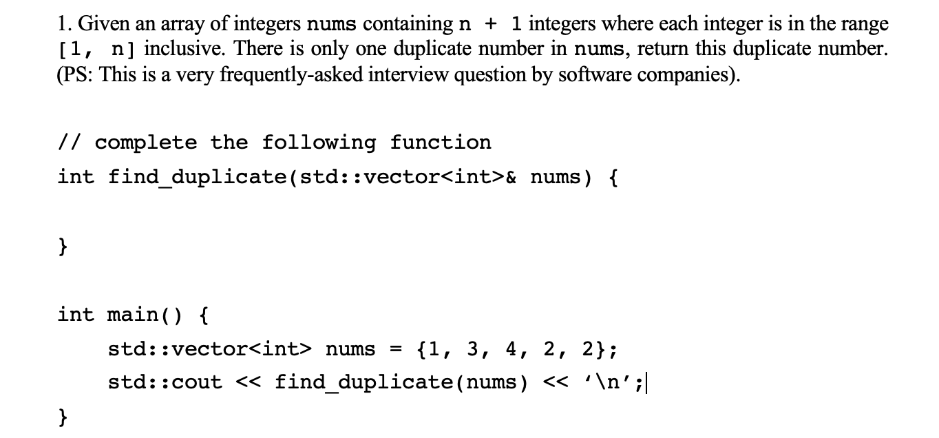 Solved Given An Array Of Integers Nums Containing N Chegg Com