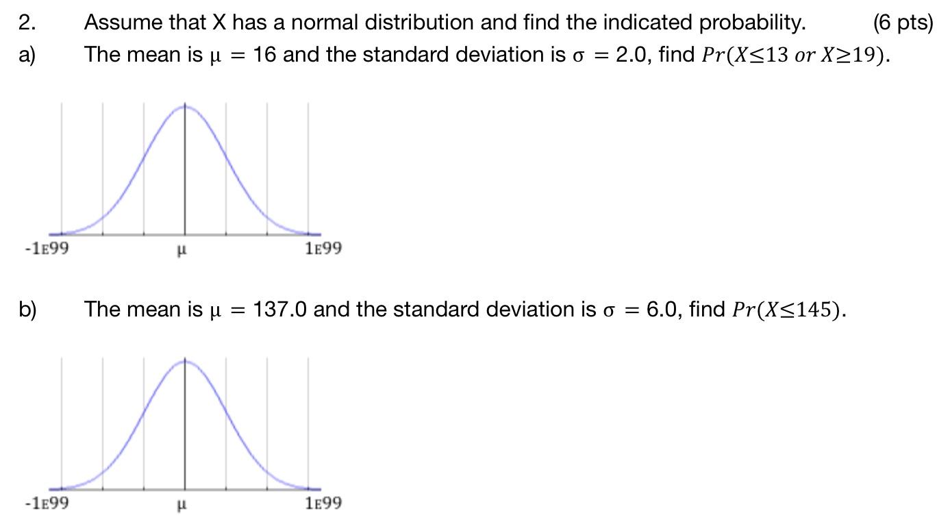 Solved 2. a) Assume that X has a normal distribution and | Chegg.com