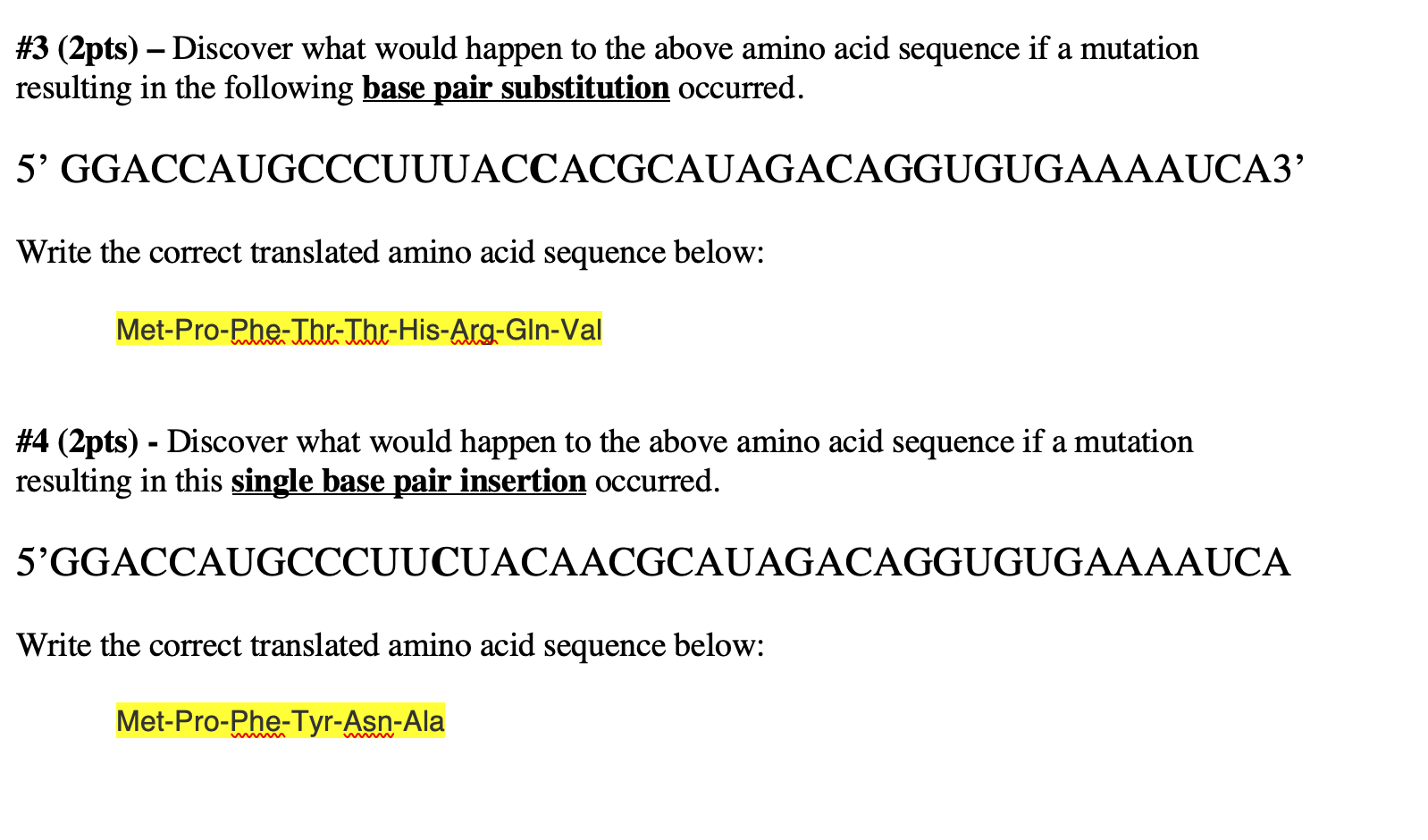 Solved #288 (28pts) - Write the amino acid sequence based on  Chegg.com