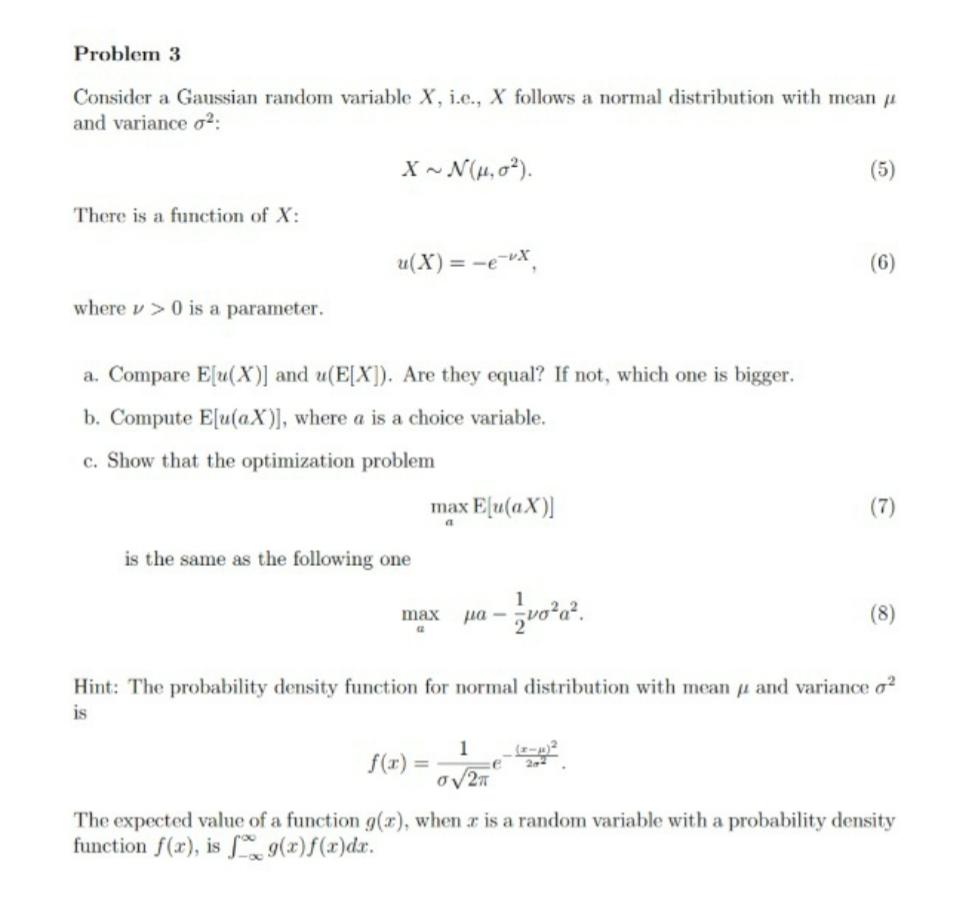 Solved Consider A Gaussian Random Variable X I E X Fol Chegg Com