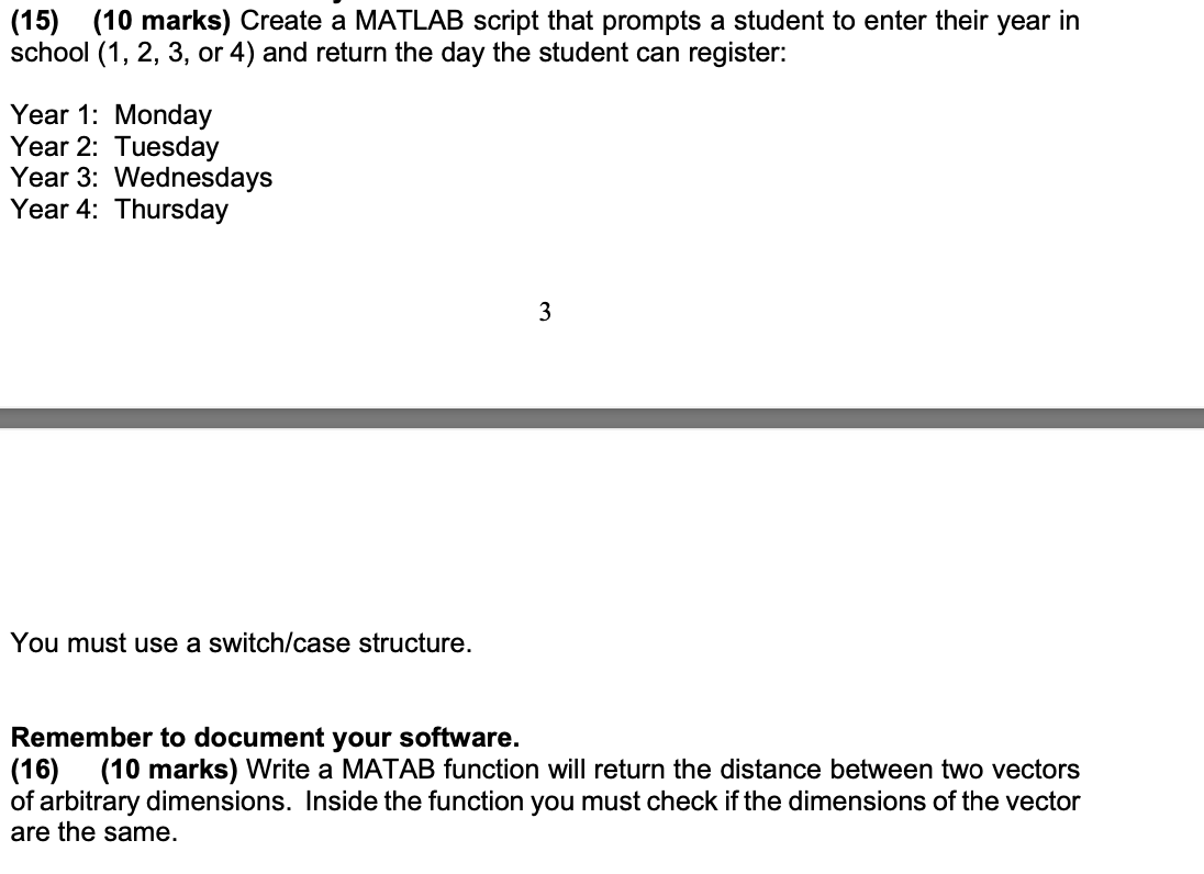 Solved (15) (10 marks) Create a MATLAB script that prompts a | Chegg.com