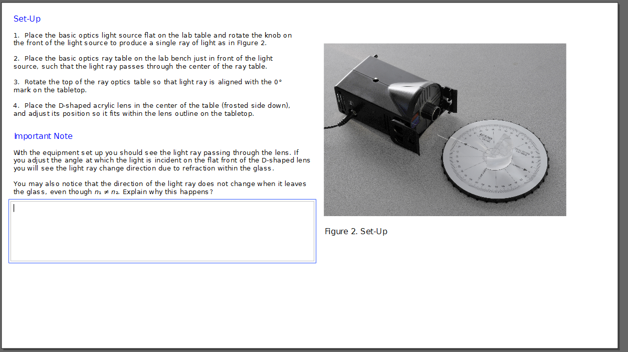 Solved SetUp 1. Place the basic optics light source flat