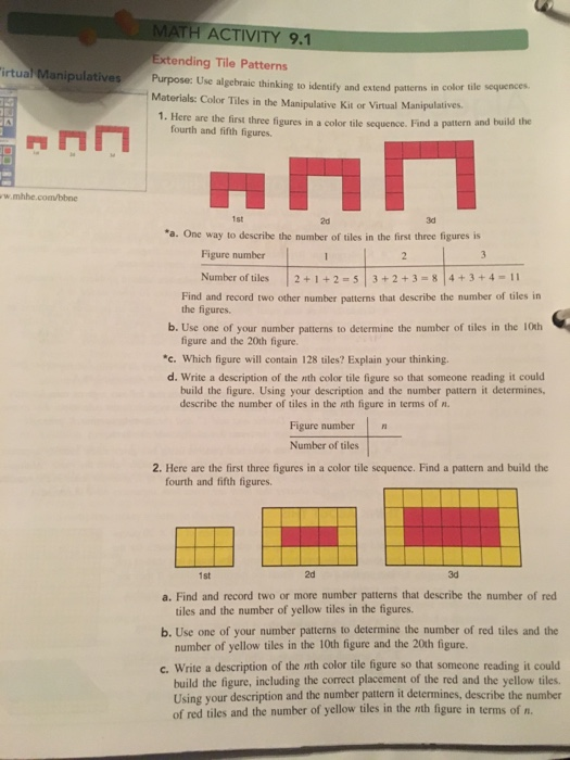 Solved MATH ACTIVITY 9.1 nding Tile Patterns irtual | Chegg.com