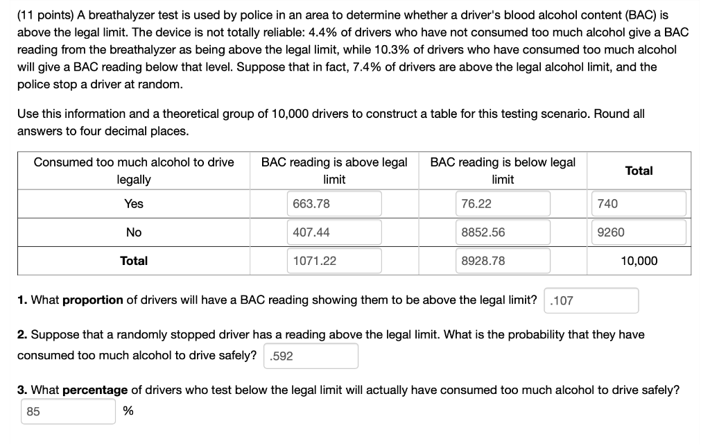 Solved (11 points) A breathalyzer test is used by police in