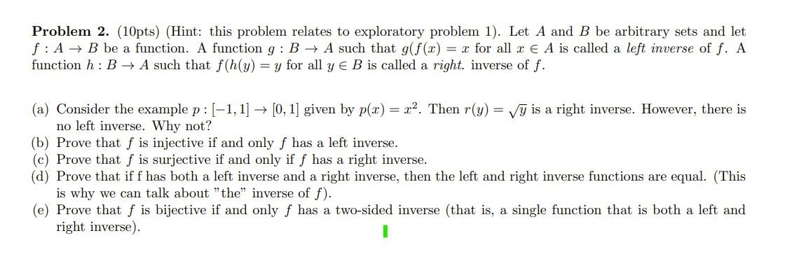 Solved Problem 2. (10pts) (Hint: this problem relates to | Chegg.com