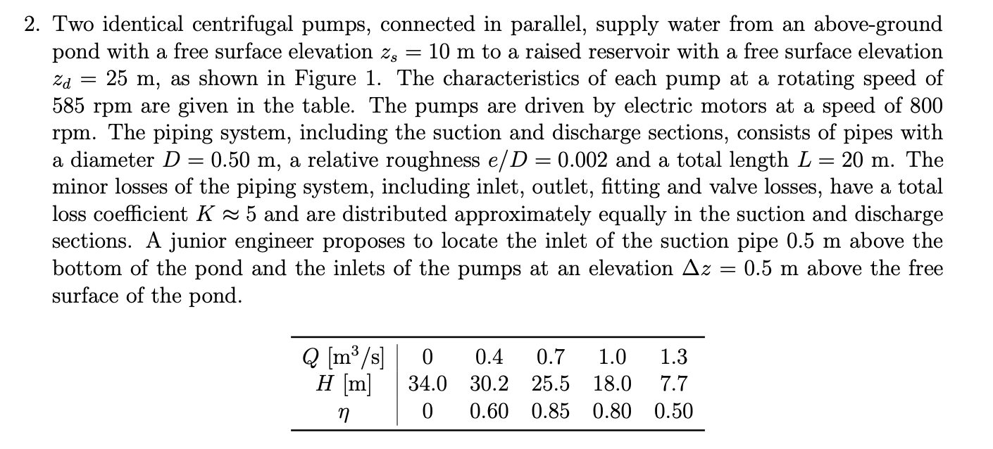 Solved 2. Two identical centrifugal pumps, connected in